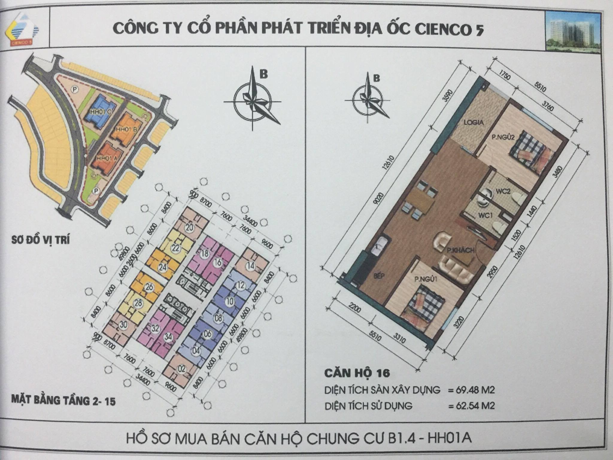 Bất động sản Vuông | Thiết Kế Căn Hộ Chung Cư B1.4 HH01 Thanh Hà