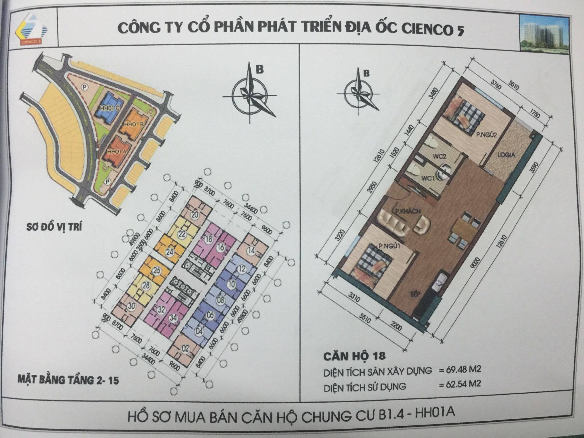 Bất động sản Vuông | Thiết Kế Căn Hộ Chung Cư B1.4 HH01 Thanh Hà