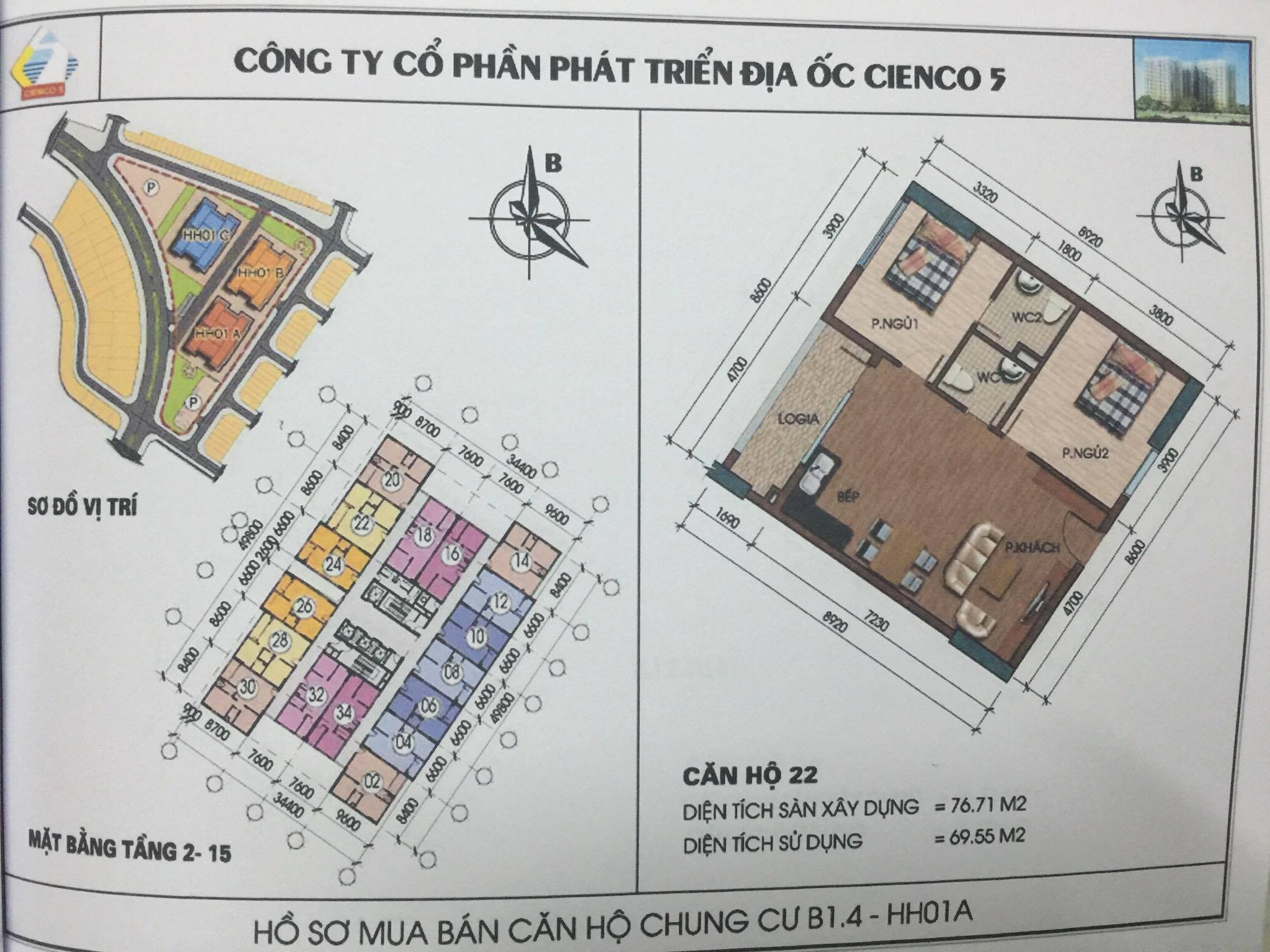 Bất động sản Vuông | Thiết Kế Căn Hộ Chung Cư B1.4 HH01 Thanh Hà