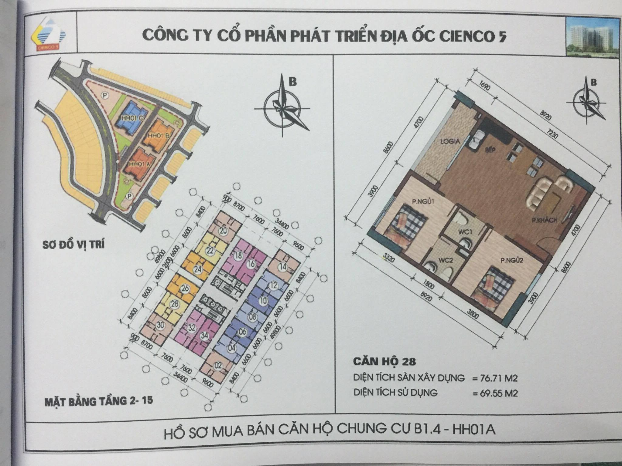 Bất động sản Vuông | Thiết Kế Căn Hộ Chung Cư B1.4 HH01 Thanh Hà