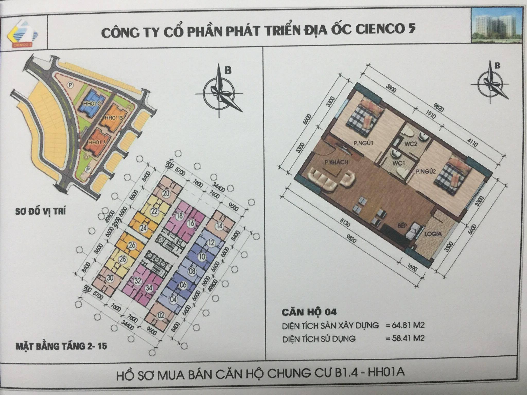 Bất động sản Vuông | Thiết Kế Căn Hộ Chung Cư B1.4 HH01 Thanh Hà