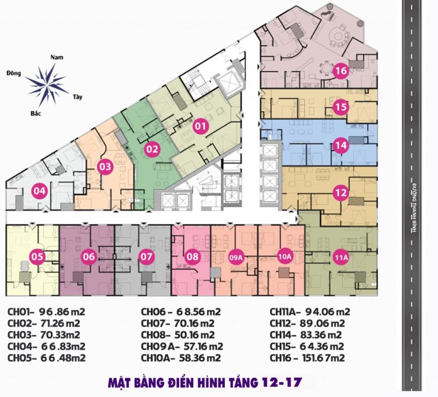 Mặt bằng tầng điển hình từ tầng 12-17