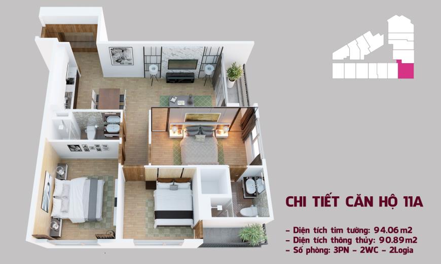 Căn hộ 11A chung cư Tháp doanh nhân