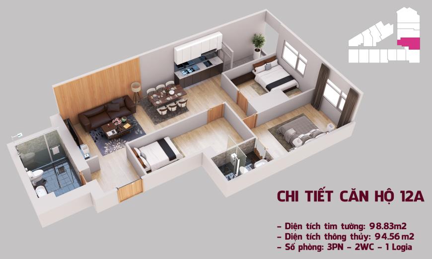 Căn hộ 12A chung cư Tháp doanh nhân