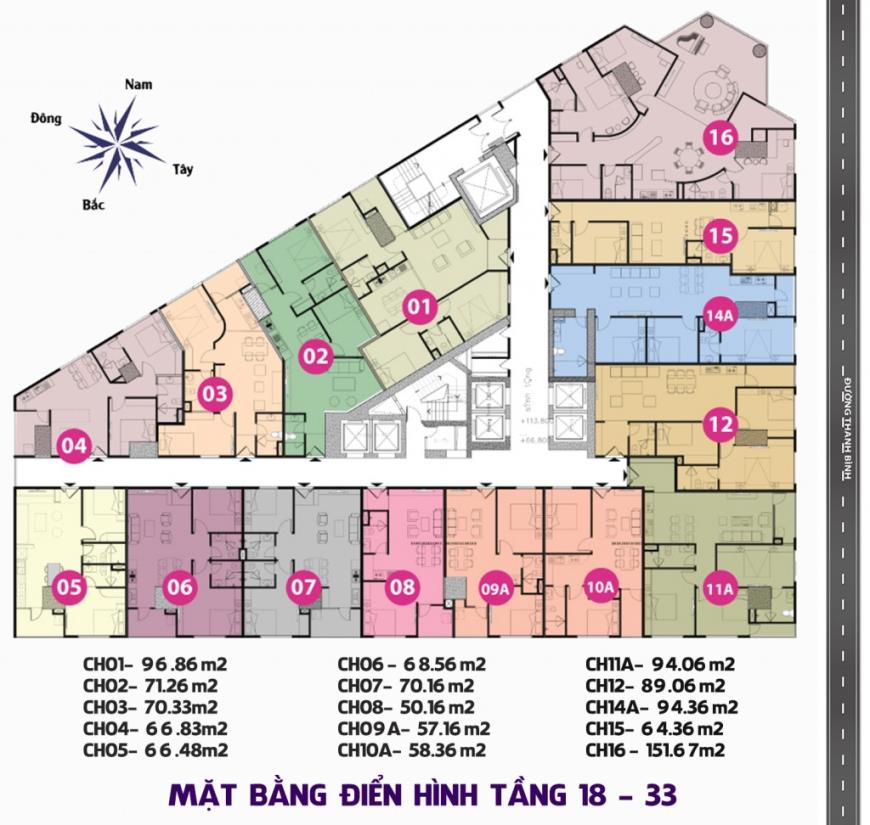 Mặt bằng tầng điển hình từ tầng 18-33