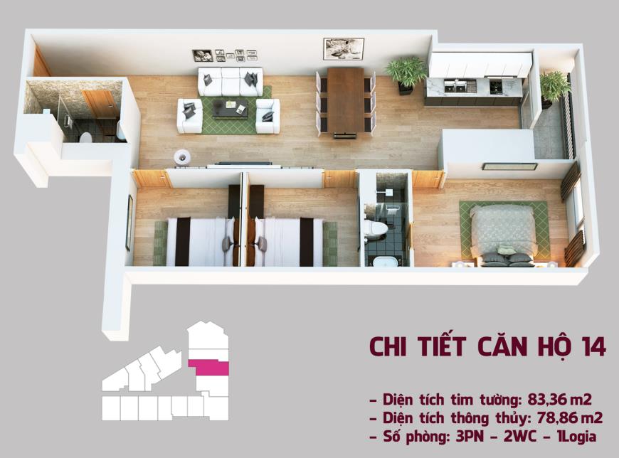 Căn hộ 14 chung cư Tháp doanh nhân