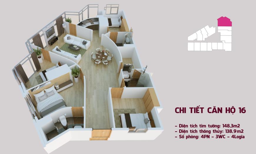 Căn hộ 16 chung cư Tháp doanh nhân