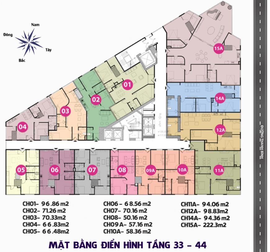 Mặt bằng tầng điển hình từ tầng 33-34