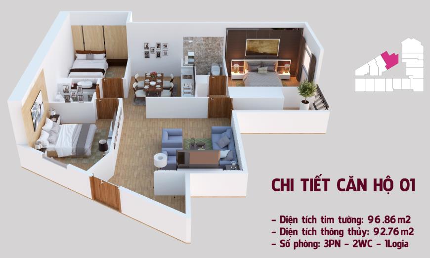 Căn hộ 01 chung cư Tháp doanh nhân