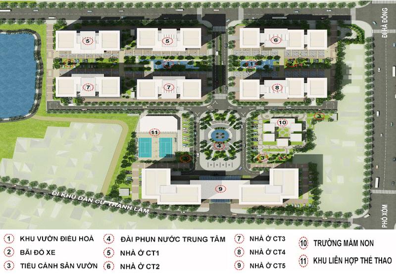 Mặt bằng tổng thể dự án Chung cư The Vesta Phú Lãm