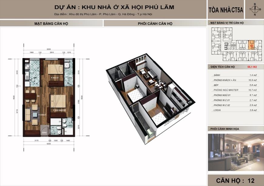 Căn hộ 12 toà CT5A