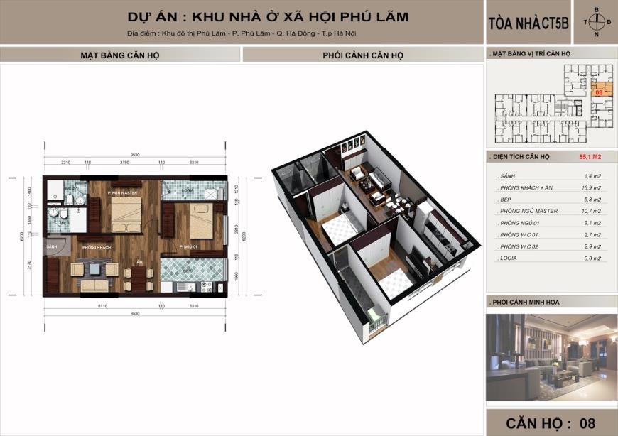  Căn hộ 08 toà CT5B