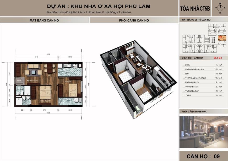  Căn hộ 09 toà CT5B