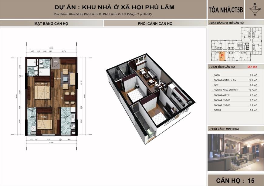  Căn hộ 15 toà CT5B