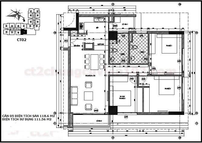 Mặt bằng căn 05 dự án chung cư Viện 103