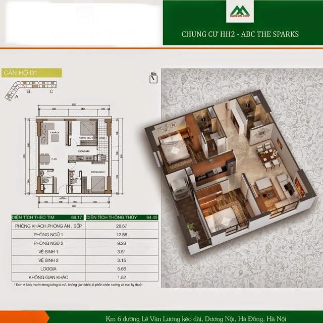 Bất động sản Vuông | Thiết kế mặt bằng chung cư Xuân Mai Sparks Tower 