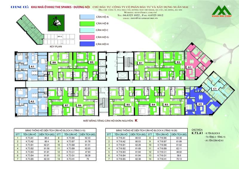 Bất động sản Vuông | Thiết kế mặt bằng chung cư Xuân Mai Sparks Tower 