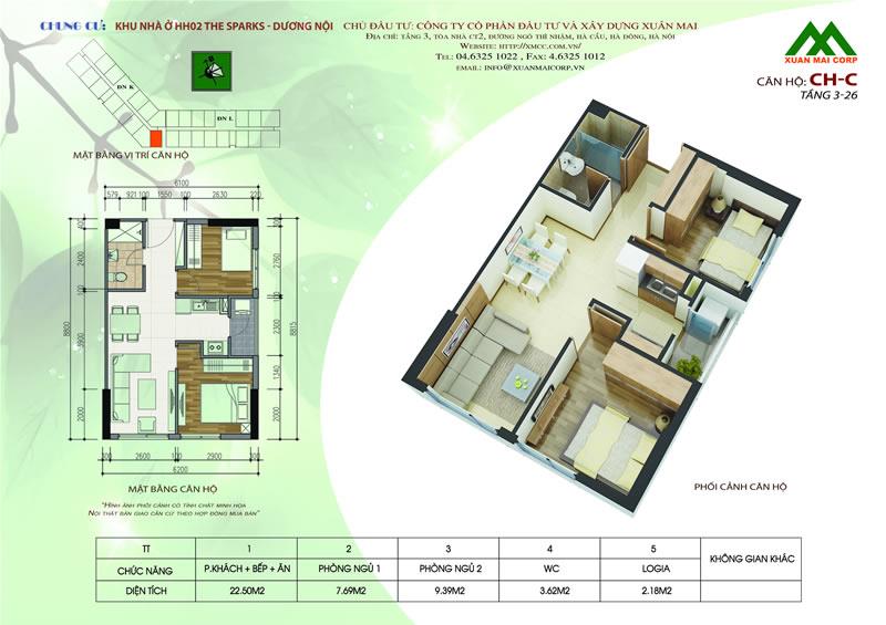 Bất động sản Vuông | Thiết kế mặt bằng chung cư Xuân Mai Sparks Tower 