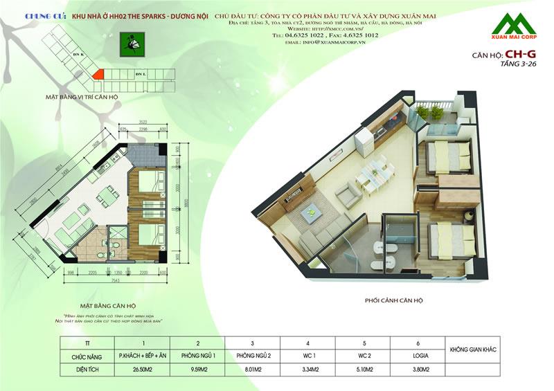 Bất động sản Vuông | Thiết kế mặt bằng chung cư Xuân Mai Sparks Tower 