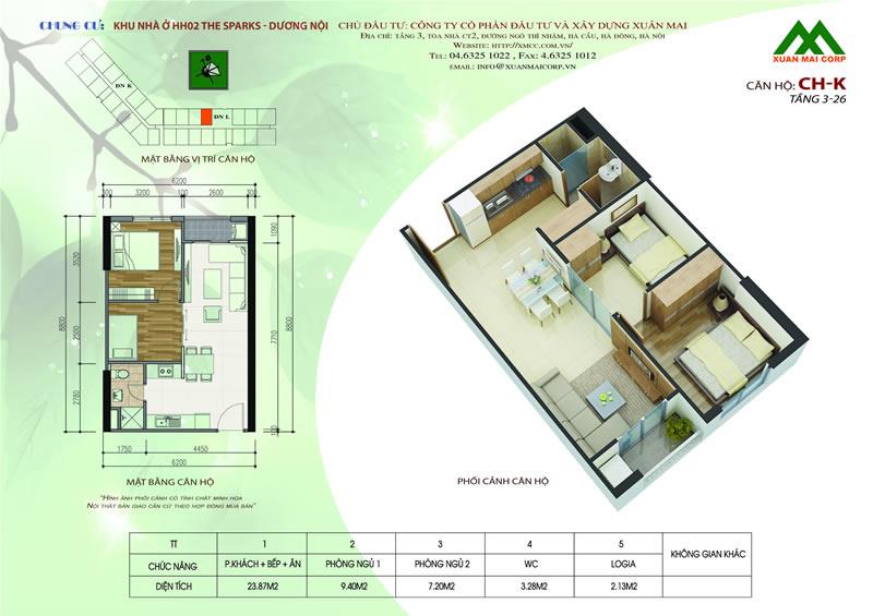 Bất động sản Vuông | Thiết kế mặt bằng chung cư Xuân Mai Sparks Tower 