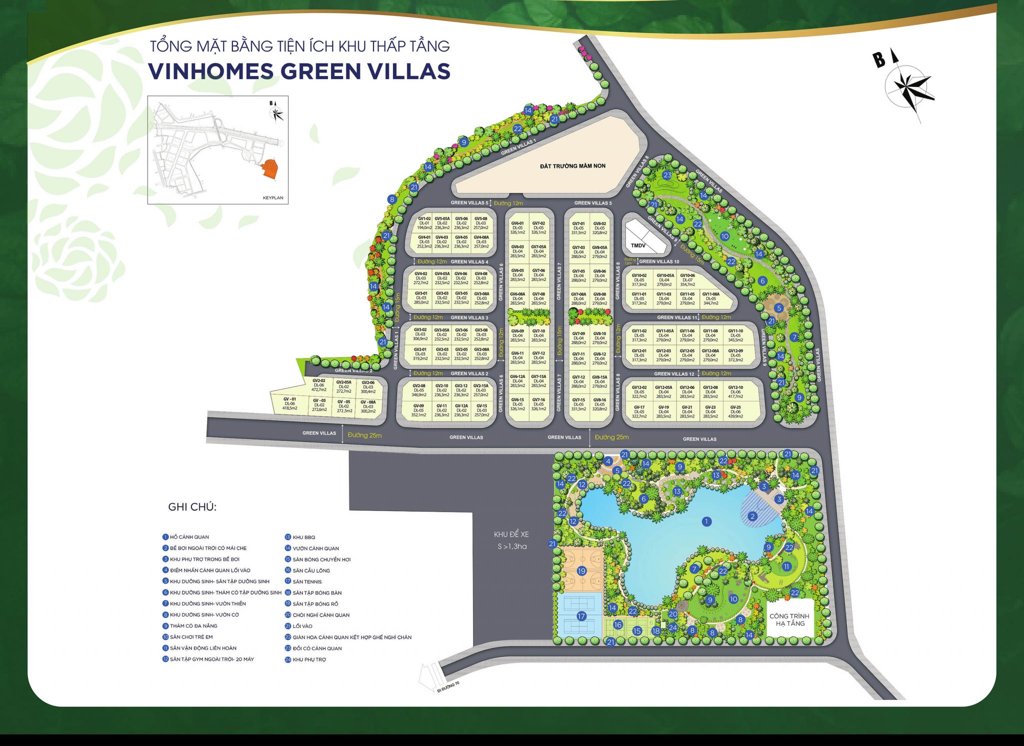 Mặt bằng dự án Vinhomes Green Villas Tây Mỗ