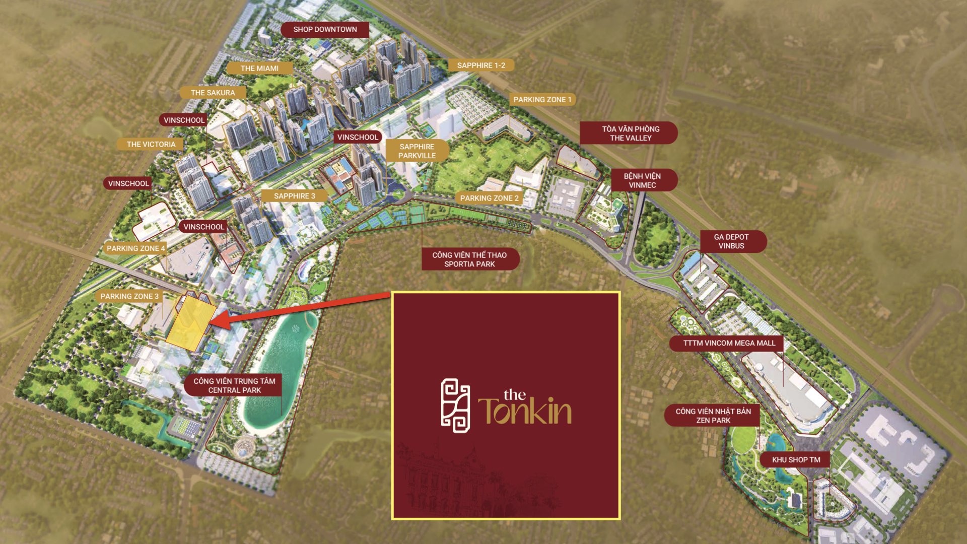 Vị trí phân khu Tonkin trong dự án Vinhomes Smart City