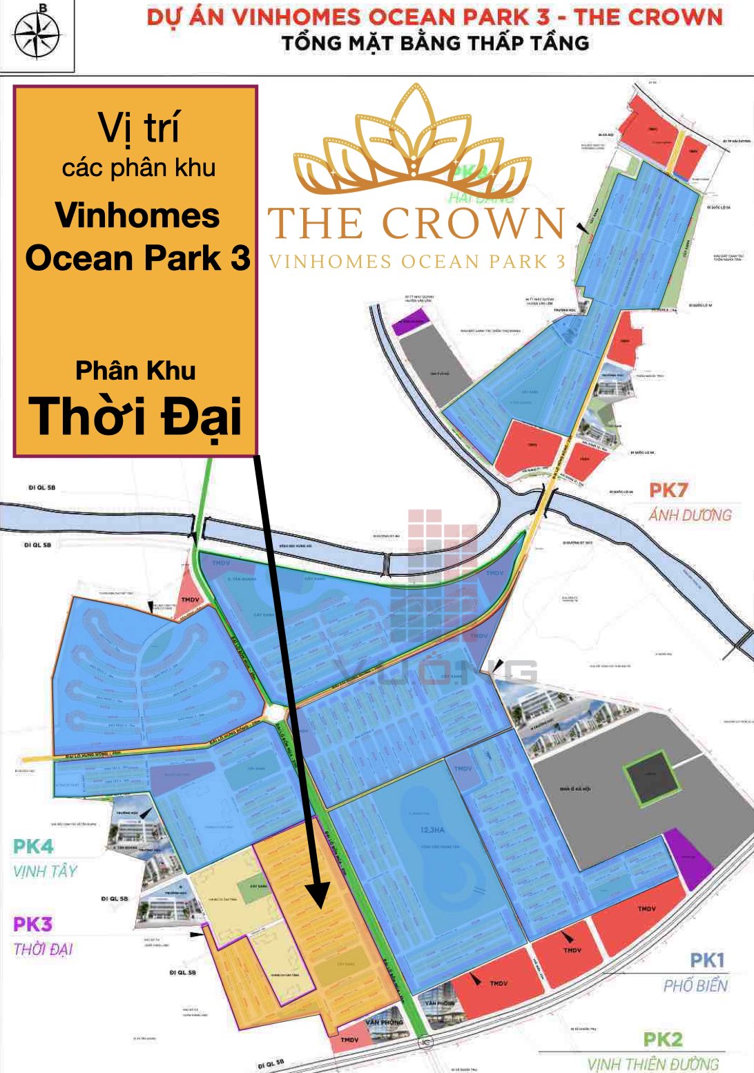 vị trí phân khu Thời Đại Vinhomes Ocean Park 3 the Crown
