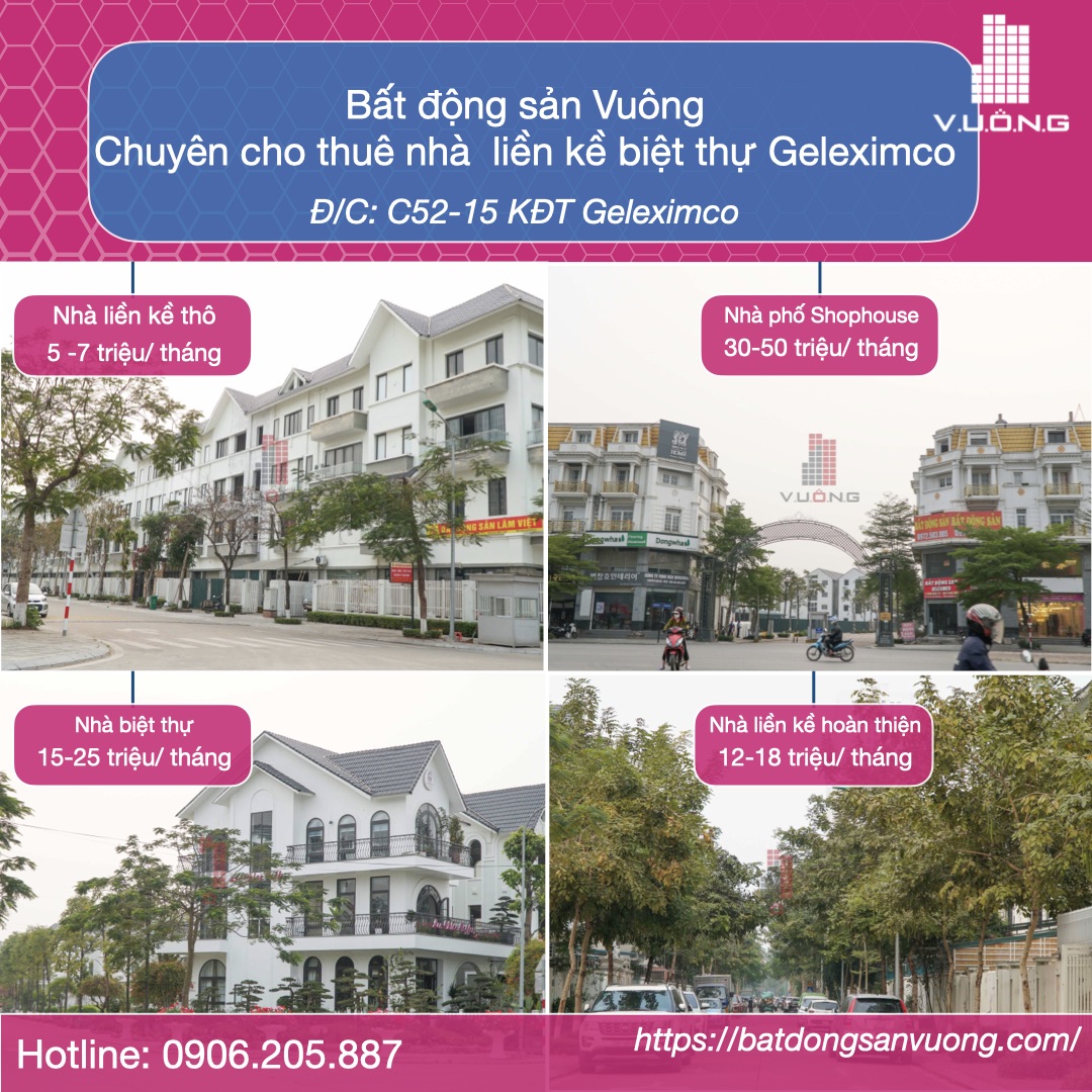 Cho thuê nhà khu Geleximco Lê Trọng Tấn