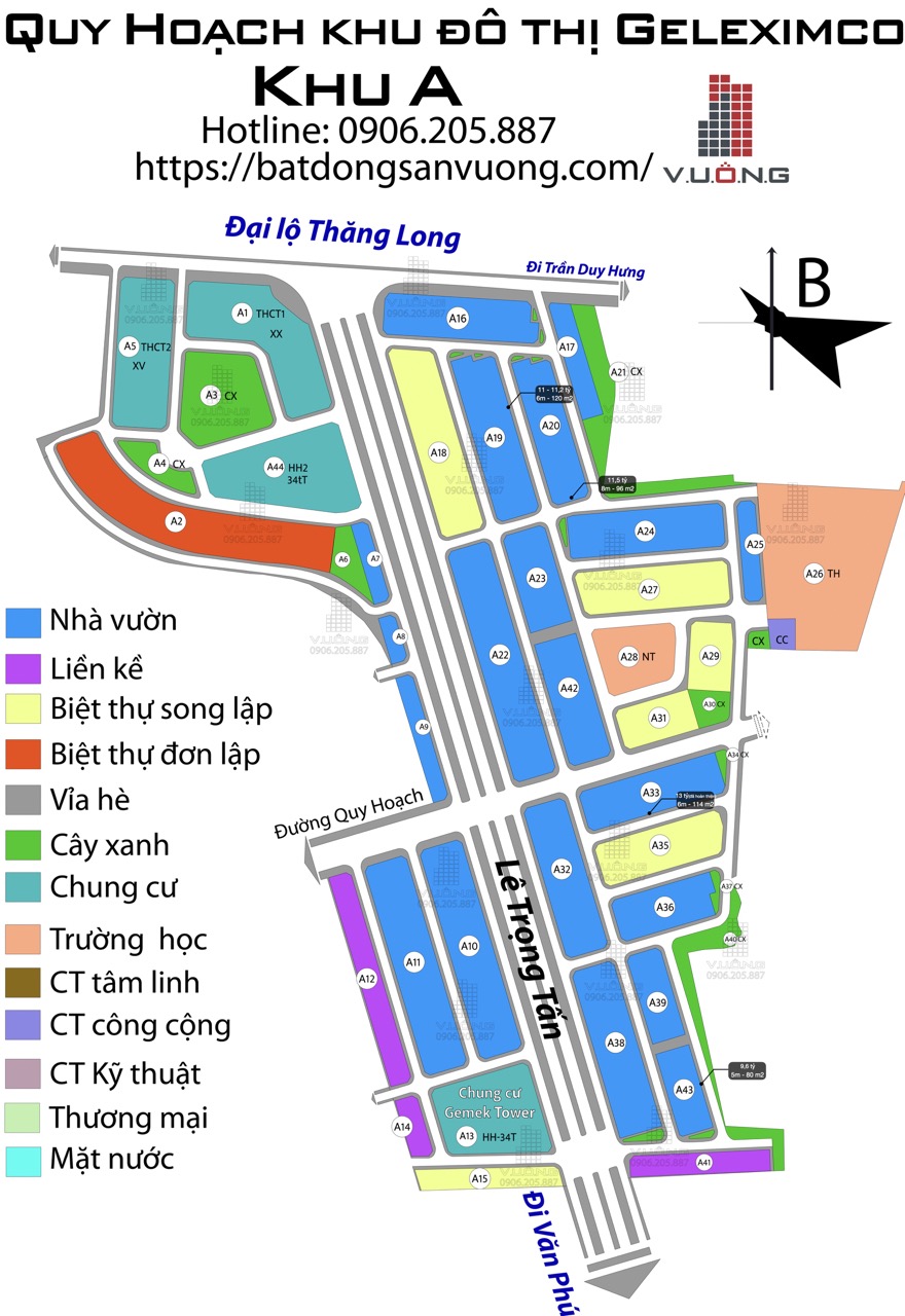 Bảng giá bán nhà khu A tháng 4-2023