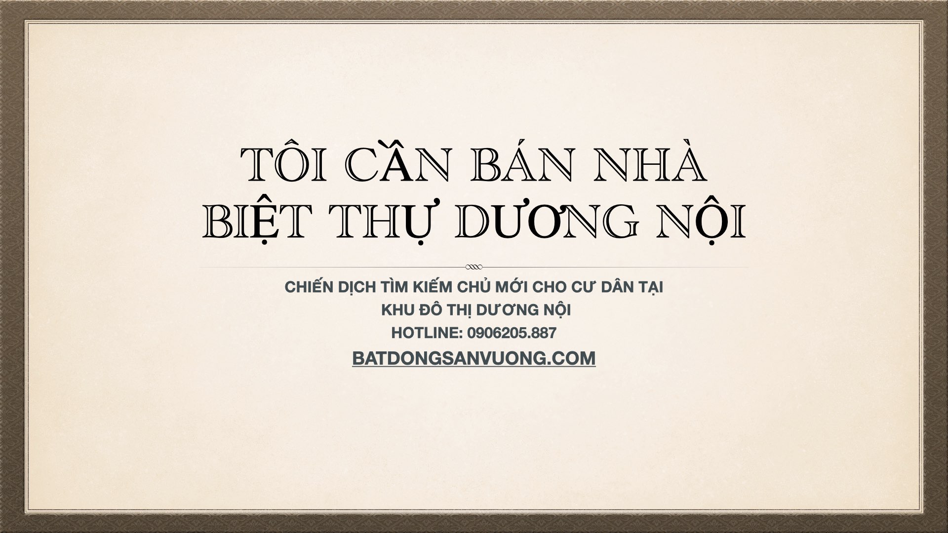 tôi cần bán biệt thự Dương Nội