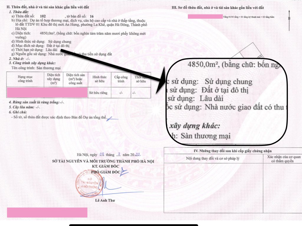 sổ đỏ shop chân đế Terra An Hưng
