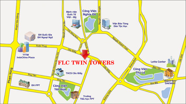 vị trí dự án FLC Twin Towers 265 Cầu Giấy 