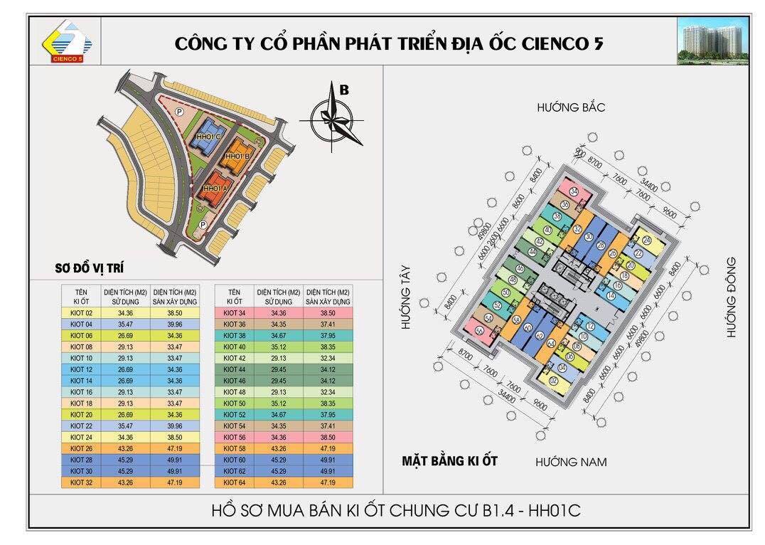 Bất động sản Vuông | Mặt Bằng Kiot 3 Tòa Chung Cư B1.4 HH01A, HH01B, HH01C Khu Đô Thị Thanh Hà