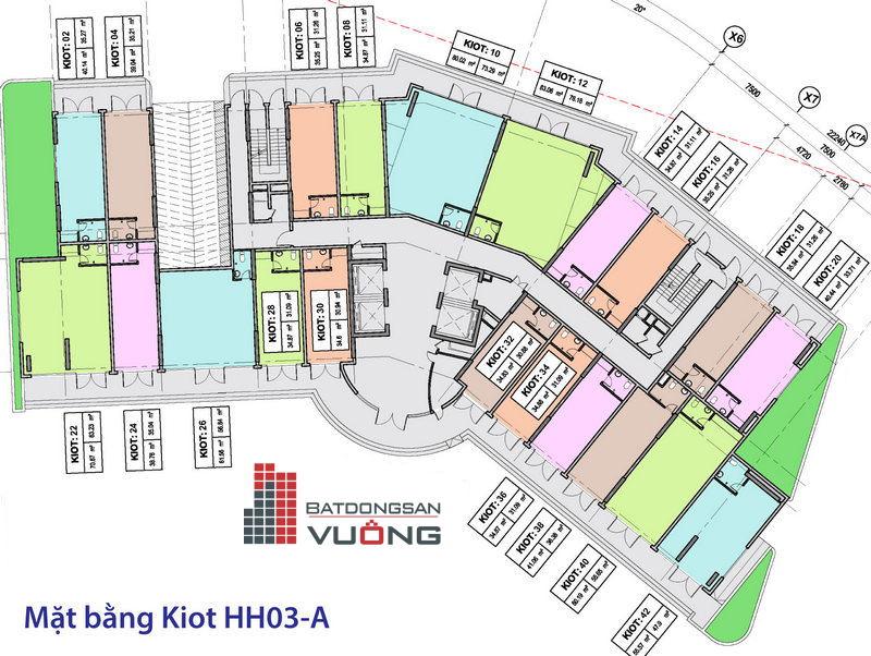 Thiết kế mặt bằng kiot B1.3 HH03A Thanh Hà Mường Thanh