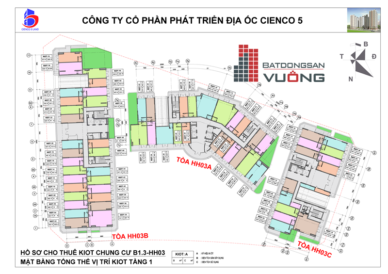 Mặt bằng ki-ốt 3 tòa B1.3 HH03 Thanh Hà Mường Thanh