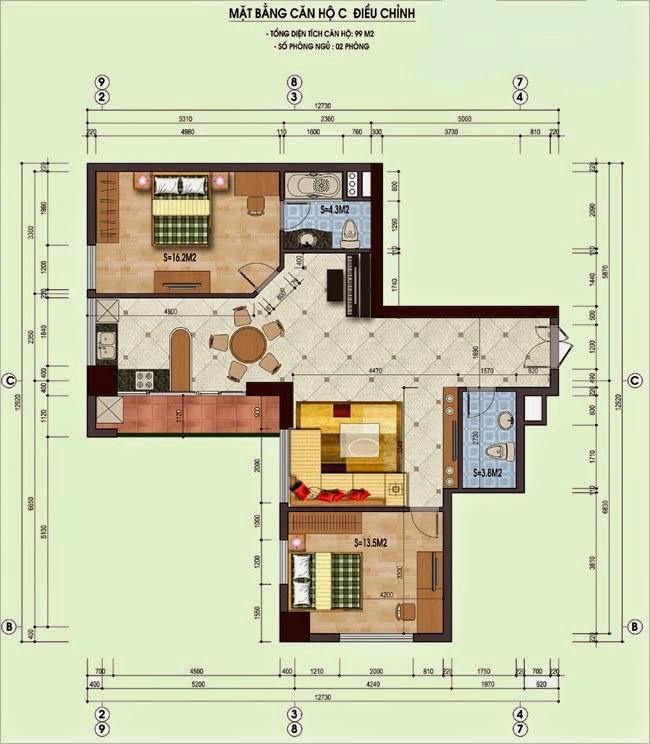 Căn hộ loại C 101m2 chung cư An Lạc tiểu khu đô thị Nam La Khê