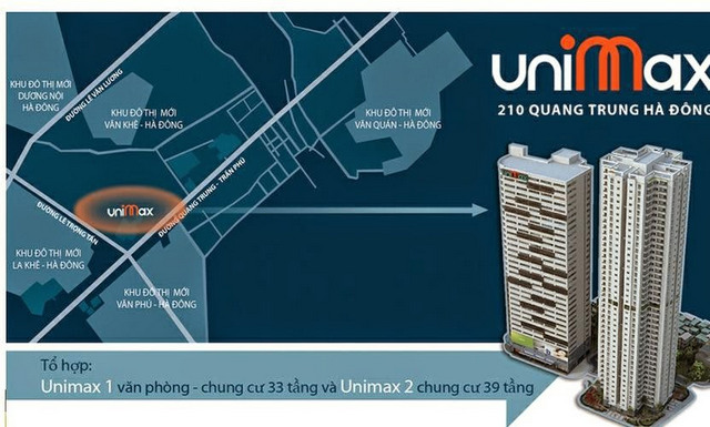 Vị trí chung cư Unimax 210 Quang Trung