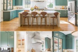 Trang trí nhà bếp với màu xanh dịu mát
